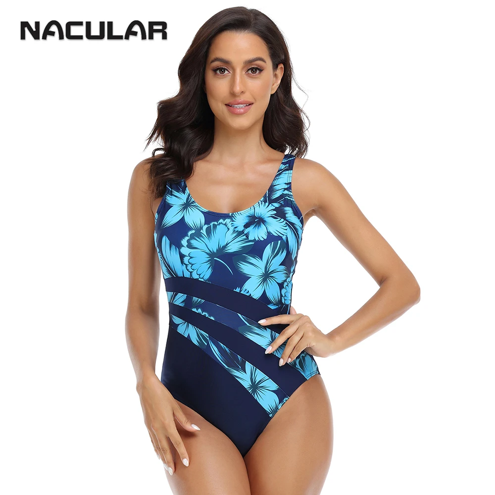 One Piece Women Swimsuit Sports Swimwear Beachwear Printed Plus Size Bathing Suit Backless Push Up Sexy Female 2023 New