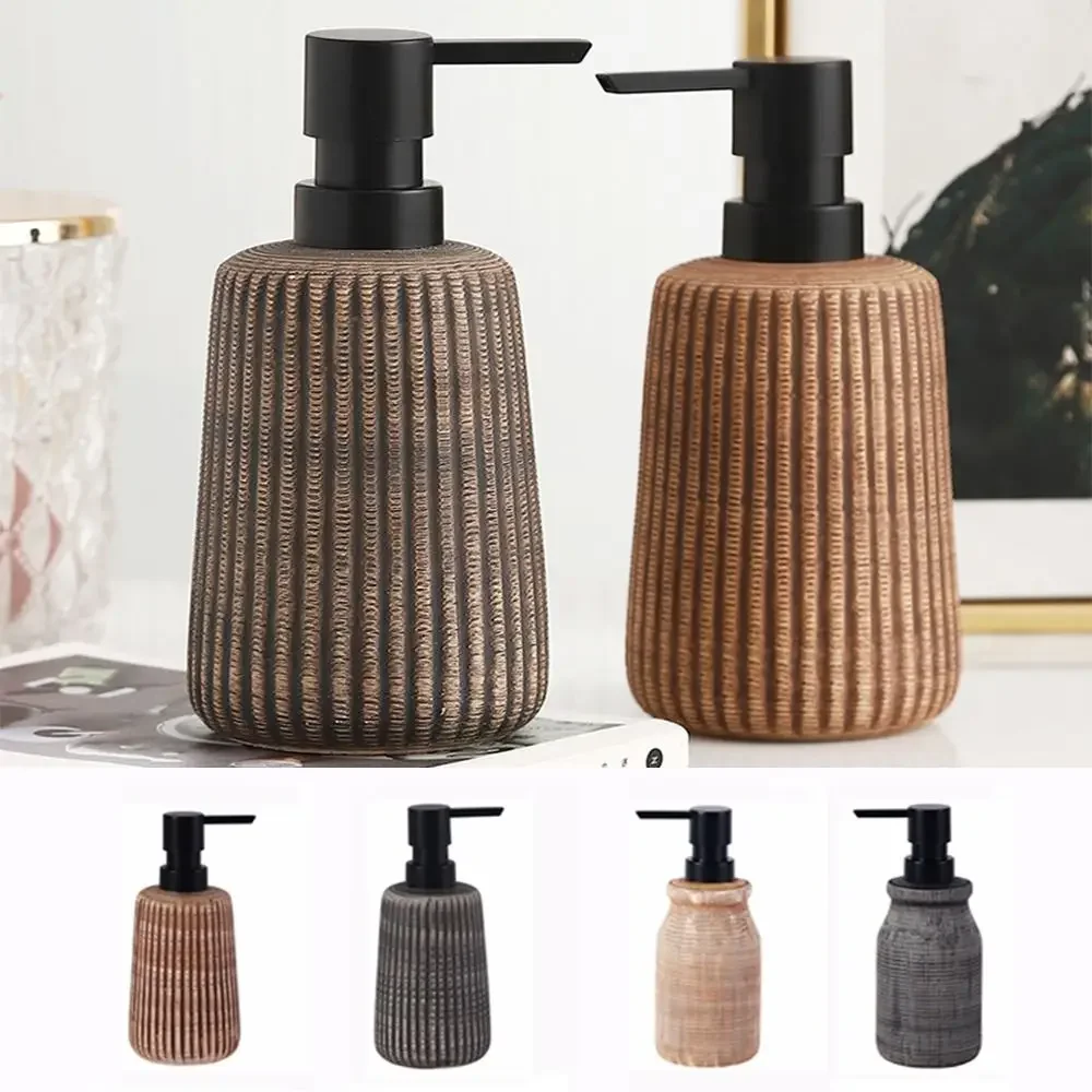 

Refillable Ceramic Soap Dispenser Vintage Brown Hand Wash Dispenser Multifunctional Save Soap Liquid Storage Container Shampoo