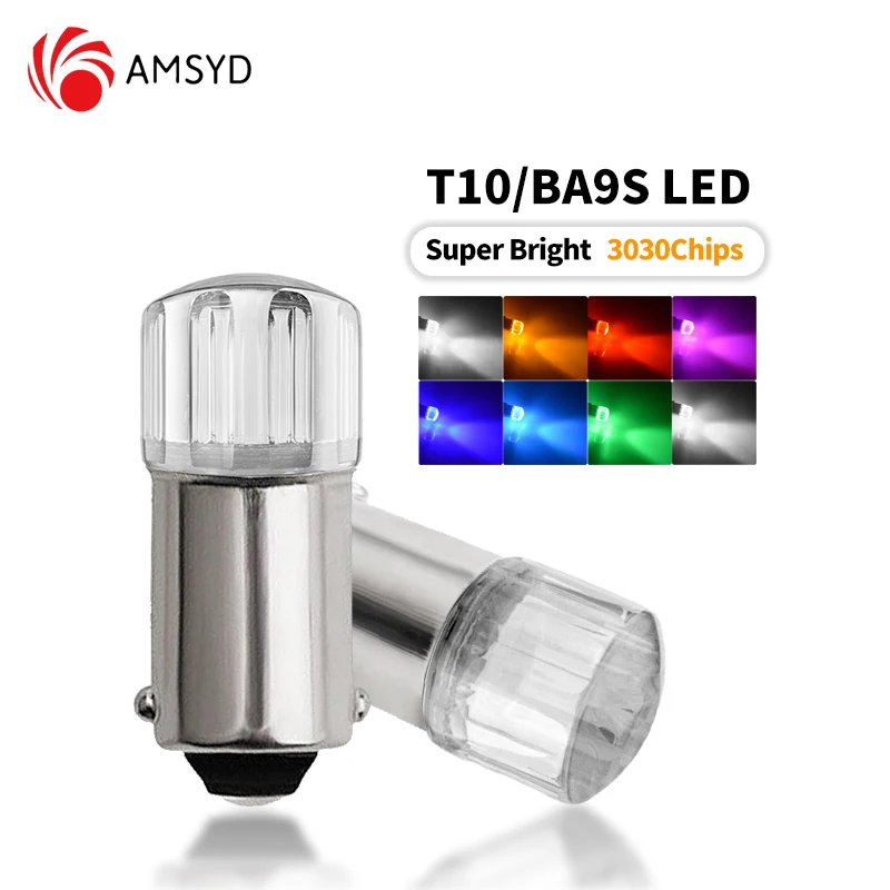 

100 шт. Ba9s сигнальная лампа Led T4W 3030 2SMD для автомобильных фонарей на крыше, зеркальные фонари, освещение номерного знака 6000K, белый ba9s, светодиод 12 В