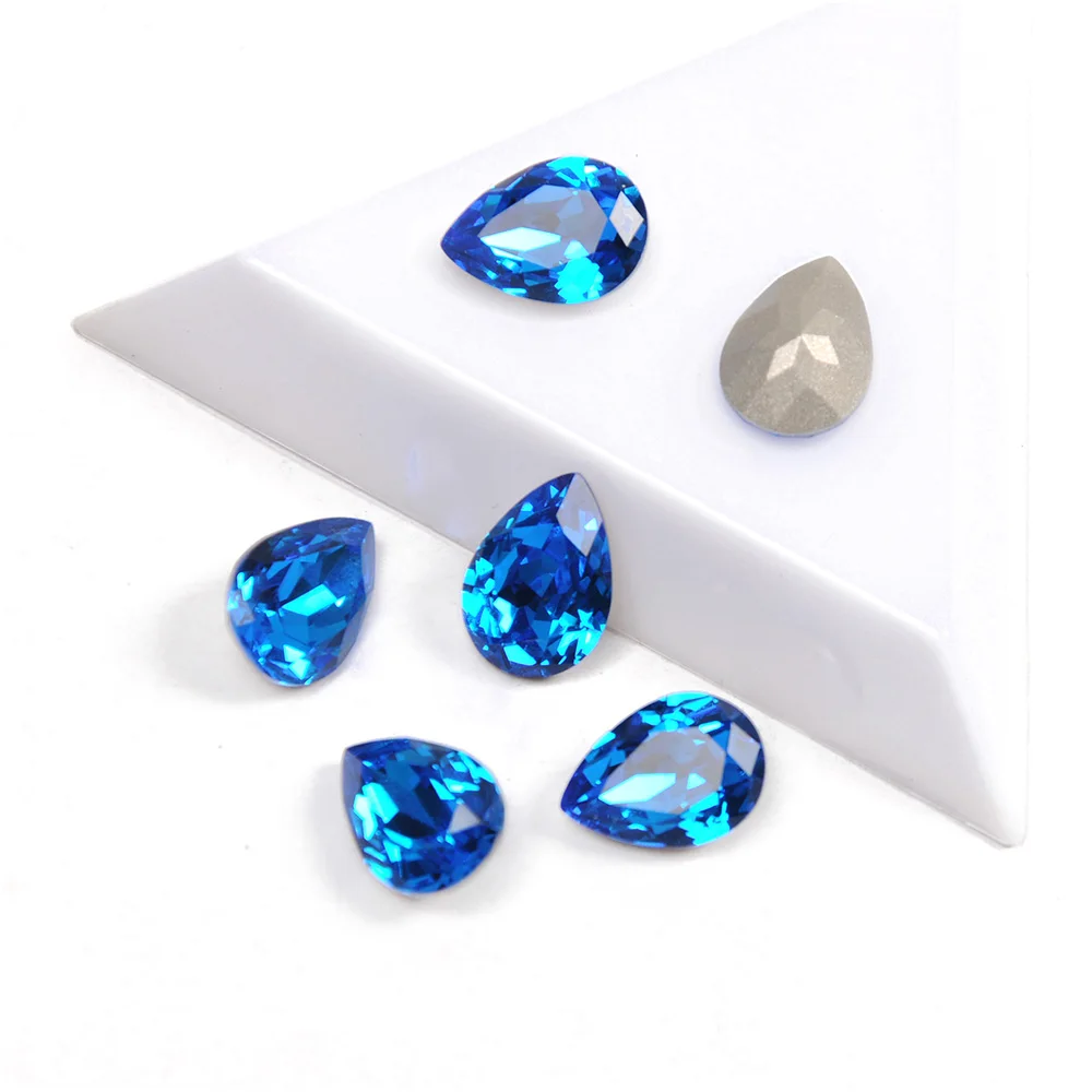 

Capri Blue 4320 4/6/7/10mm High Quality Strass Crystal Dorp Shape Fancy Popular Rhinestones for 3D Nail Art Decorations