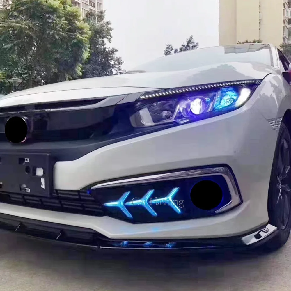 For Honda 2019-2021 10th generation Civic LED daytime running light, new Civic daytime running light, fishbone flowing turn sign