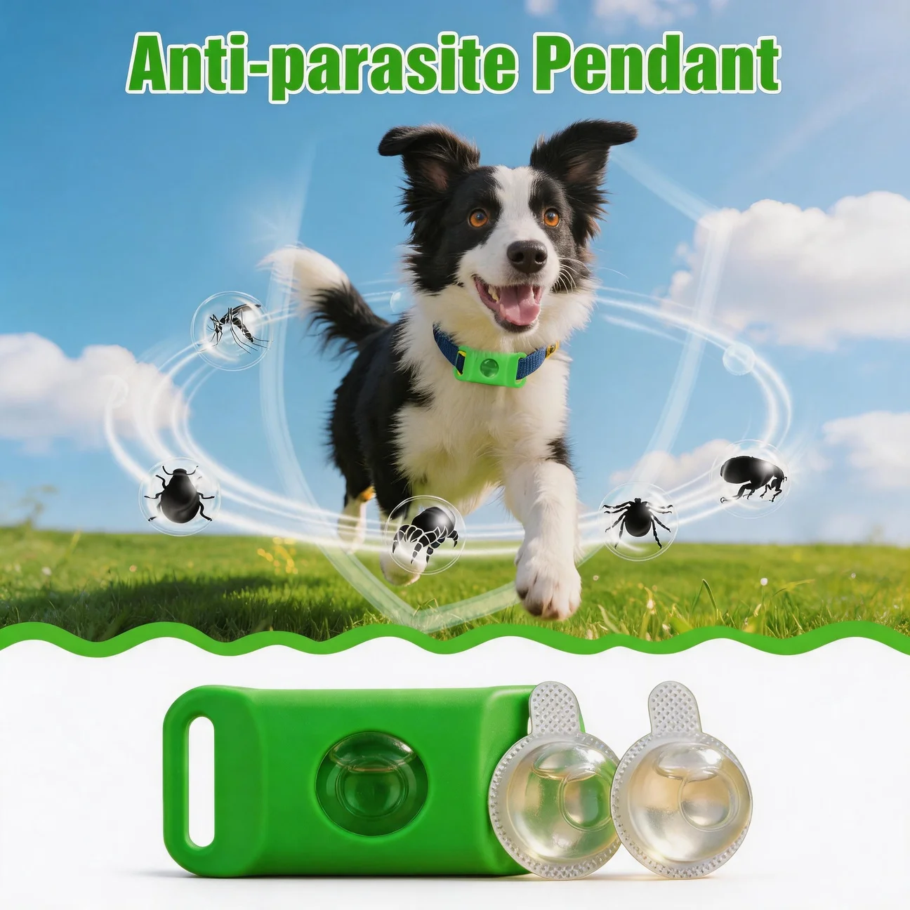 Natural Water-Resistant Flea and Tick Repellent Pendant Wellness Pendant for Dogs Cats with 2 Refills Dog Accessories