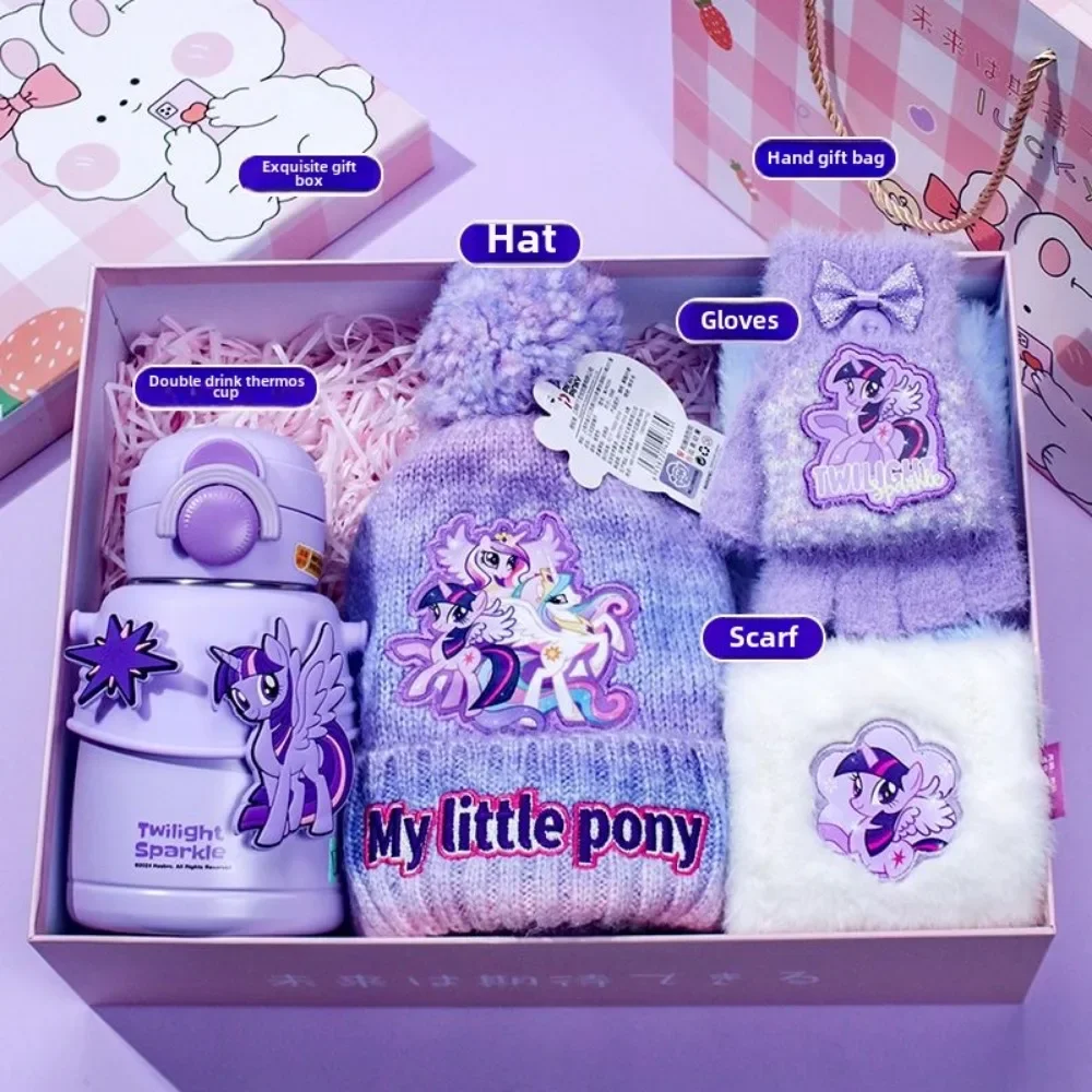 My Little Pony Warm Winter Set Insulated cup, hat, gloves, scarf, earmuffs gift box Gift bag a birthday present