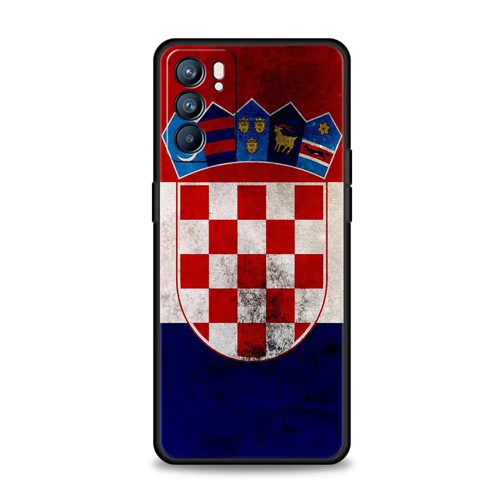 Croatia Flag Soccer For OPPO Find X5 A54 5G Phone Case A53 A52 A9 A57 A16 A15 A95 A76 A74 A12 OPPO Reno8 Reno7 Reno6 Pro Cover