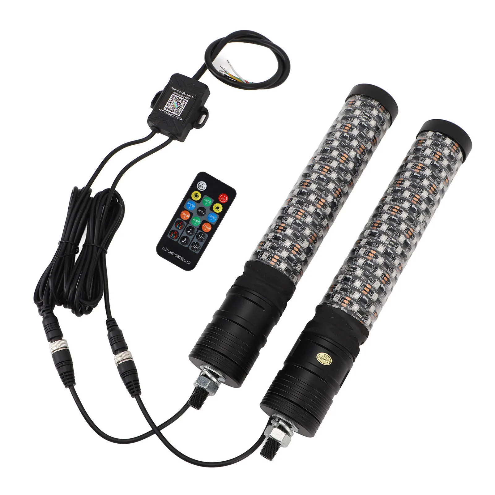 

Spiral RGB LED Whip Light Waterproof Lighted Whip Antenna 300 Patterns App Remote Control for RZR UTV ATV Off Road