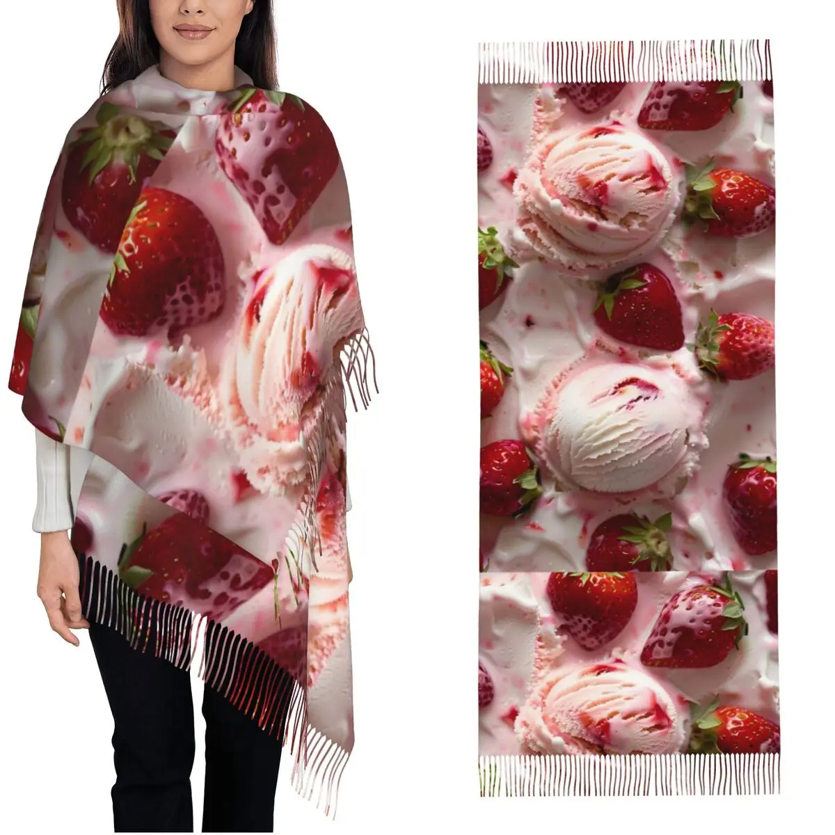 

Шарф Sweet Ice Cream с кисточкой, сохраняющие тепло шали и накидка, дизайнерские головные уборы унисекс, шарфы, популярный зимний платок