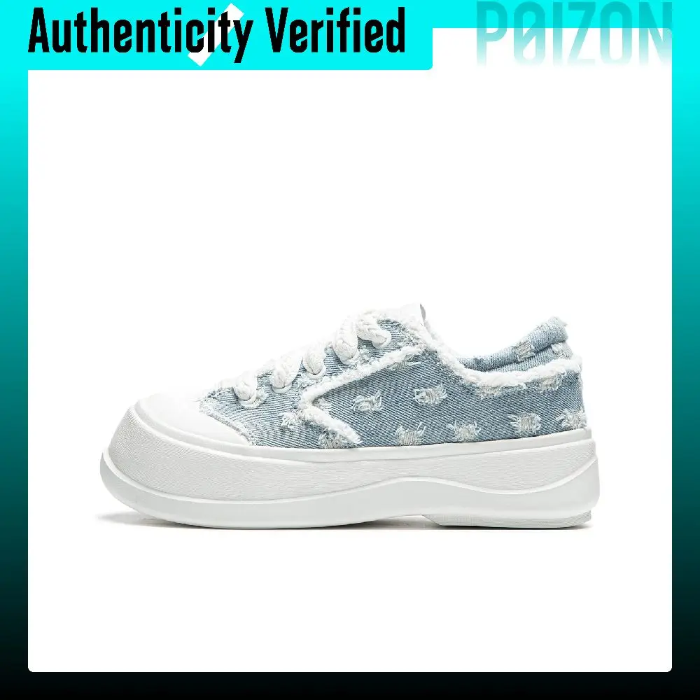 Li Ning Honey Platform Slip Resistant Abrasion Resistant Low top Casual Shoes Women's Floral Blue AGCU186-6