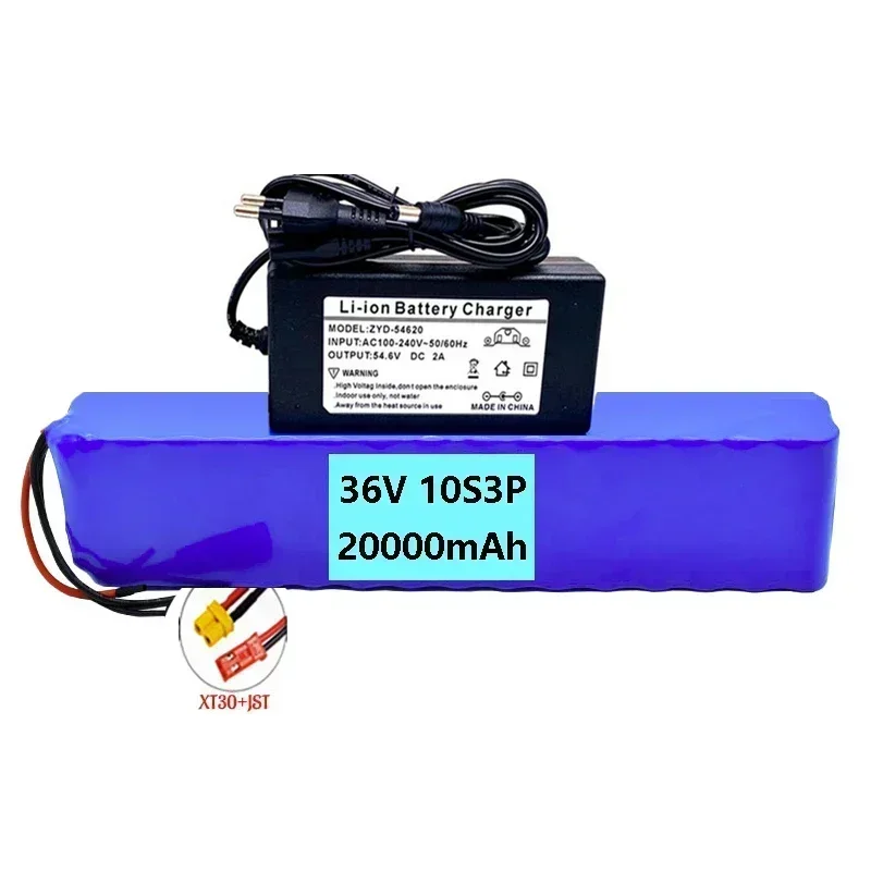 Original 10S3P 36V 20000mAh 500W Lithium-Ionen-Akku, geeignet für 36V Elektrofahrzeuge + optionaler BMS-Stecker