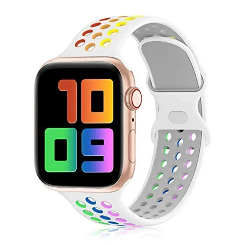 Sport Silicone Strap For Apple Watch Bands 45mm 44mm Ultra 2 49mm 40mm 41mm 38 42 46mm Pride Bracelet Series 10 9 8 SE 7 6 Band