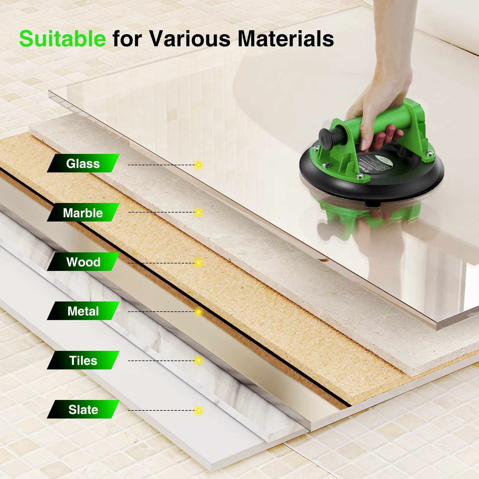 タスクスター 2個パック 8インチ ガラス吸盤 ヘビーデューティー ハンドヒーロー ガラスリフター 200kg 耐荷重 強力 工業用吸盤