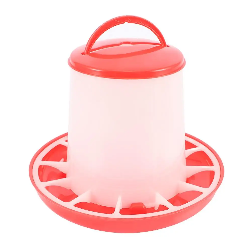 Reusable Red Water Poultry Chicken Handle Feeders Farm Supplies Poultry Tool Feed Bucket