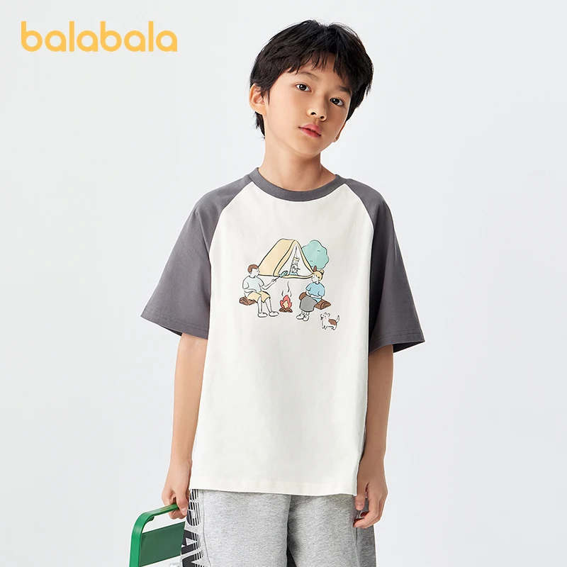 

Balabala Children Clothing Children T-shirt Boys Short Sleeve Top 2024 Summer New Girls Pure Cotton Parent-Child Outfit Trendy