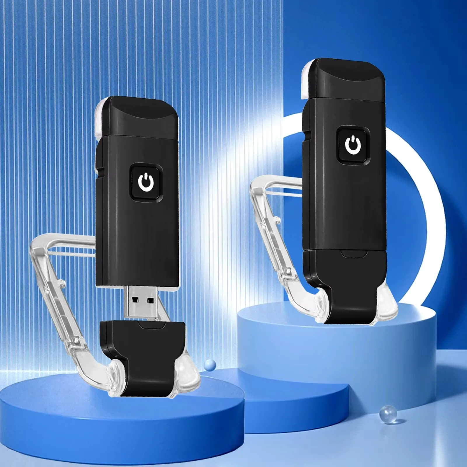 USB Rechargeable LED Book Reading Light Dimmable Night Lights Clip Portable PC Lamp Body Blue/White for Bedroom & Living Room