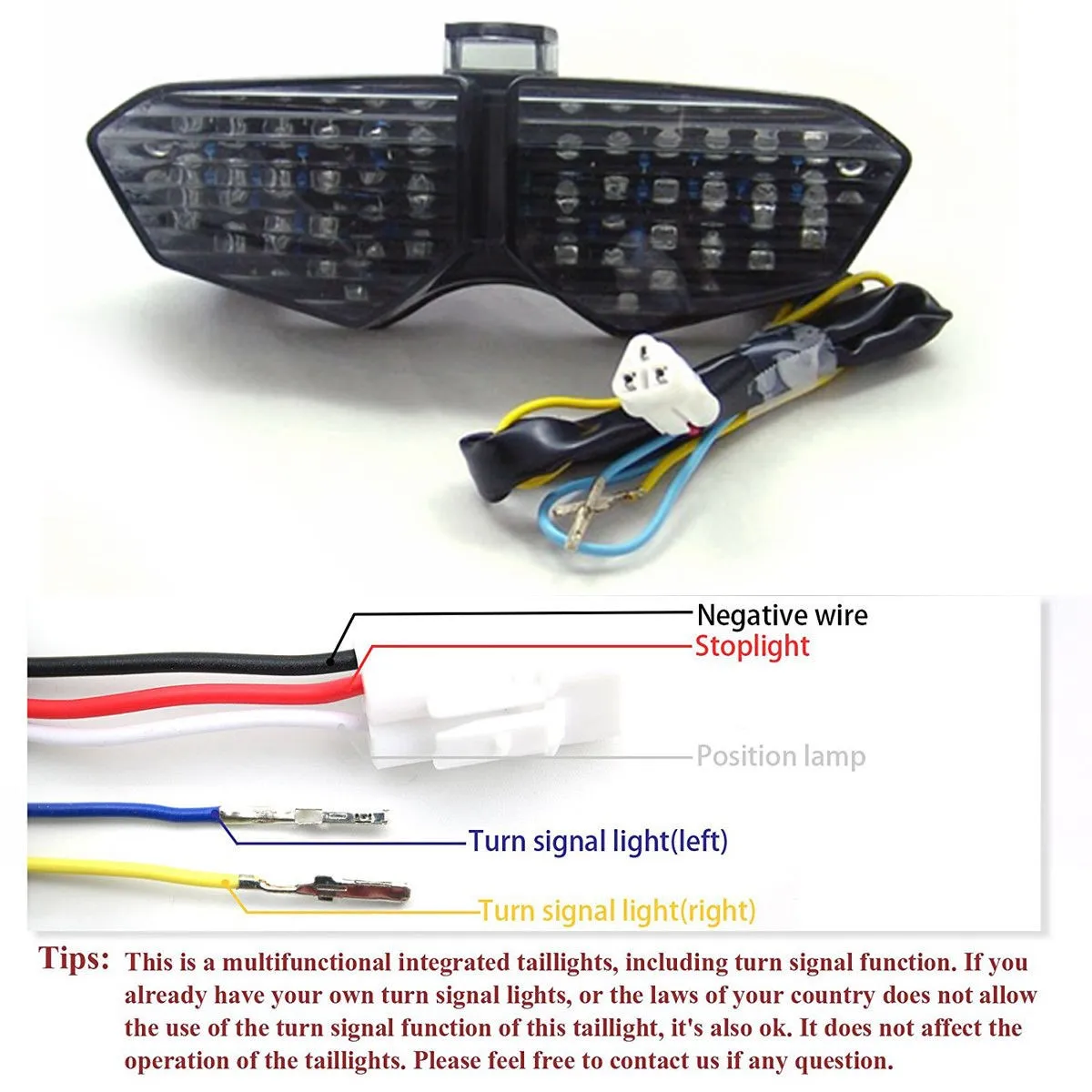 Artudatech Integrated LED TailLight Turn Signals for Yamaha YZF R6 2003-2005 YZF R6S 2006-2008