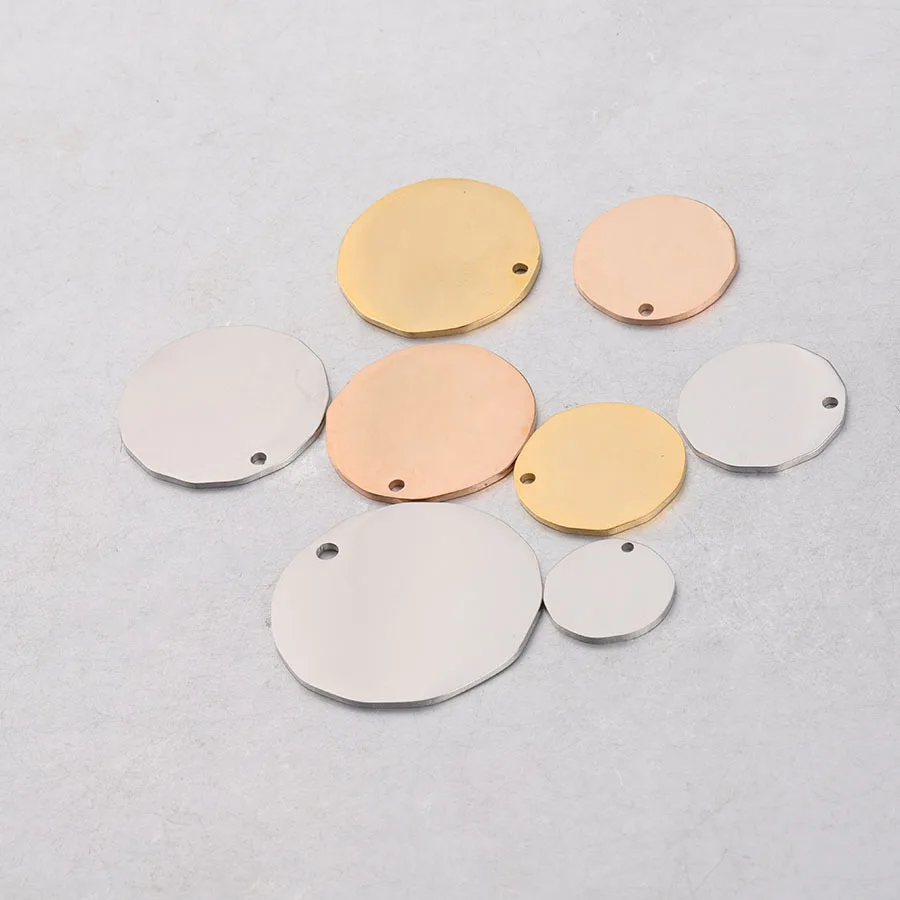 

10Pcs/Lot Stainless Steel Mirror Shaped Circular Pendants Stamping Tags For Custom Logo Charms DIY For Necklace Jewelry Makings