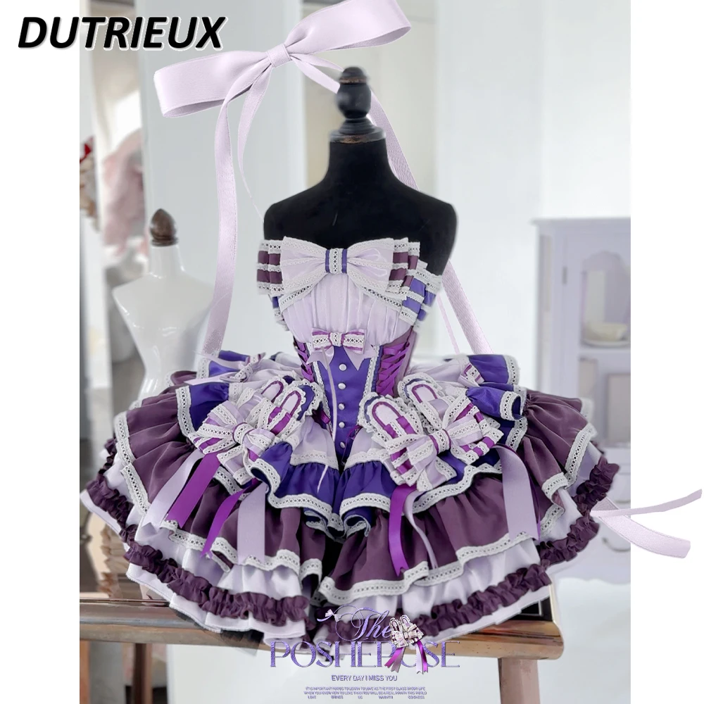 Lolita Style Spring Summer Elegant Dress Female Sweet Cute Fashion Birthday Princess Evening Strapless Dresses for Women