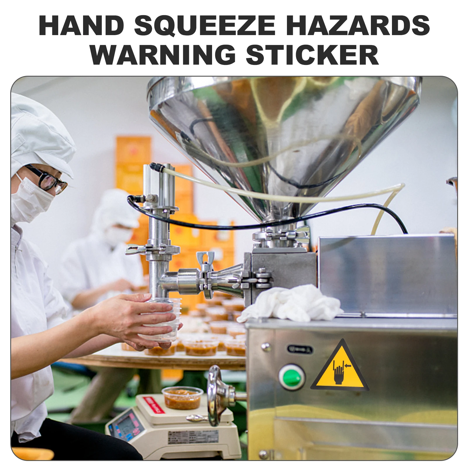 

Safety Sign Stickers Warning Caution Mechanical Equipment Label Decals Hand Crushing Safety Decals Adhesive Labels Construction
