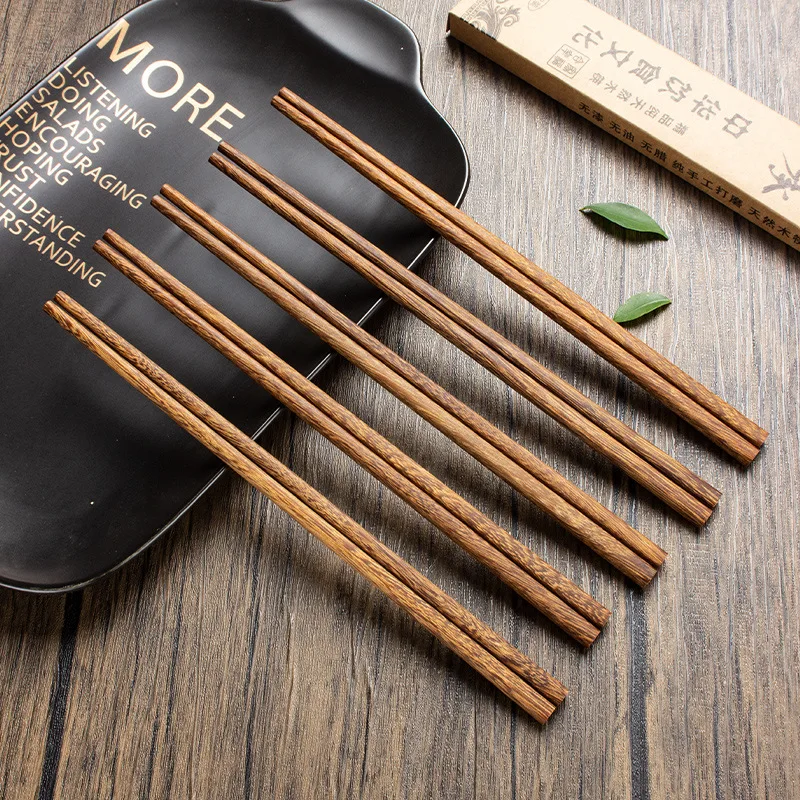 10Pairs/set Natural Chicken Wing Wood Chopsticks 25cm Household Non-slip No Paint Waxless Tableware Reusable Chinese Chopsticks