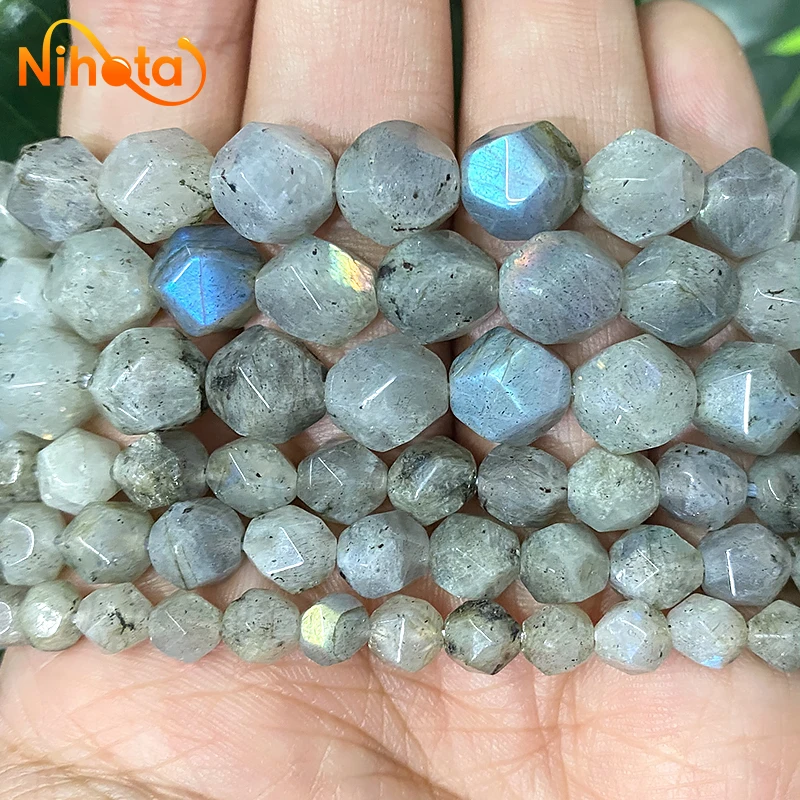 Natural Stone Faceted Gray Labradorite Loose Spacer Beads 6/8/10mm for DIY Bracelet Earrings charm Jewelry Making 14\