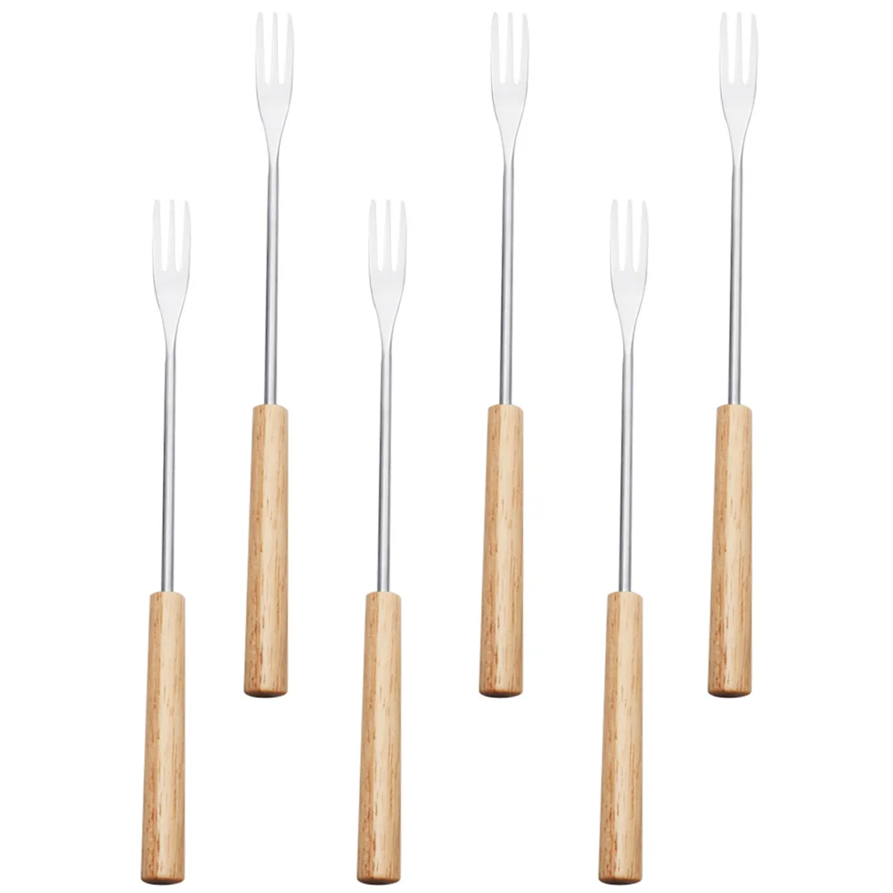 

6 Pcs Fondue Pot Chocolate Fork Portable Forks Ice Cream Cake Kitchen Tool Dipping Fruit