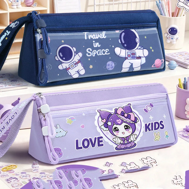 Triangle pencil case for girls 2026 new model for boys, double-layer large capacity pencil case, simple design