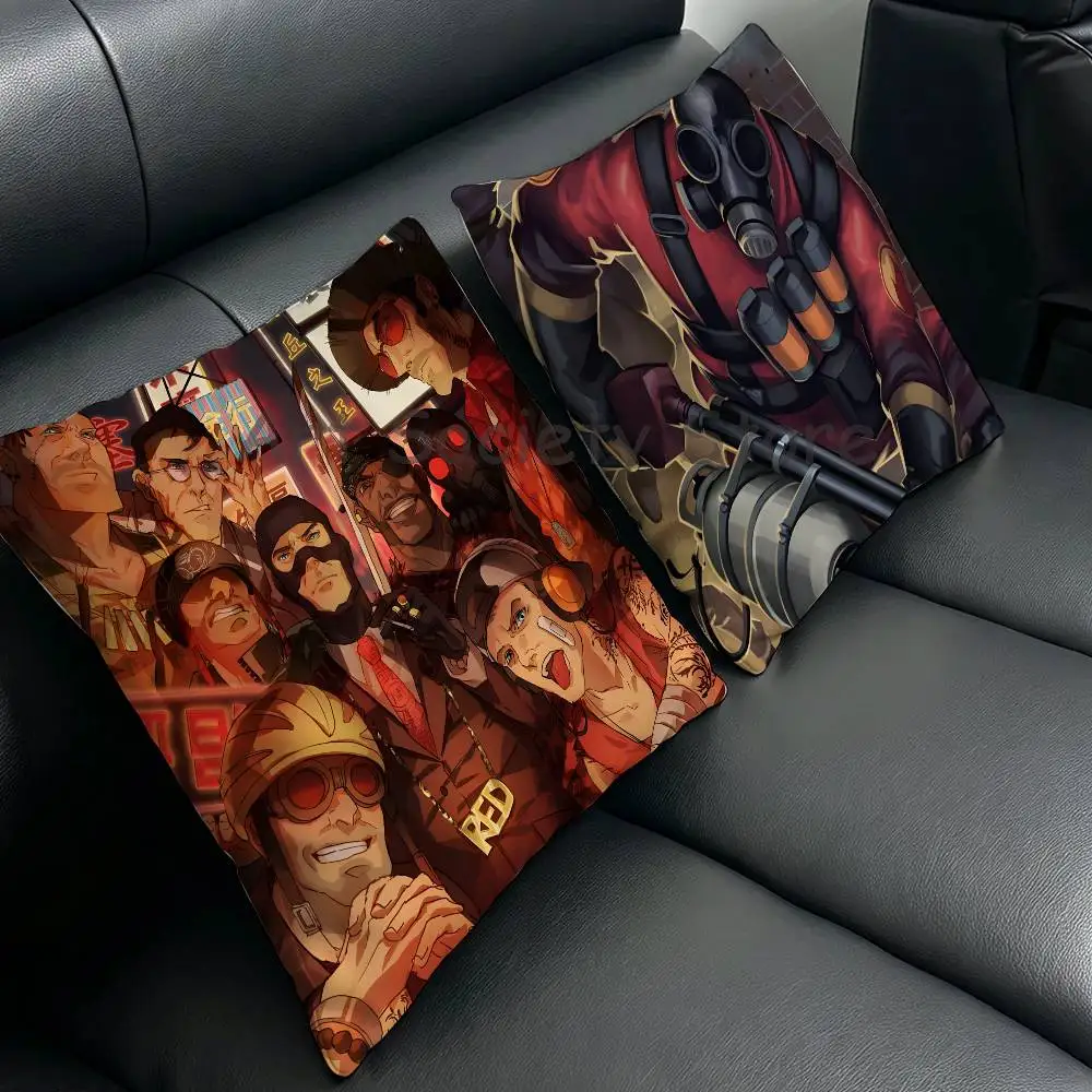 Scout Pyro Spy Sniper T-Team Fortress TF2 Art Pillow Case Double-Sided Printing Short Plush Sofa Cushion Cover Bedroom Pillow