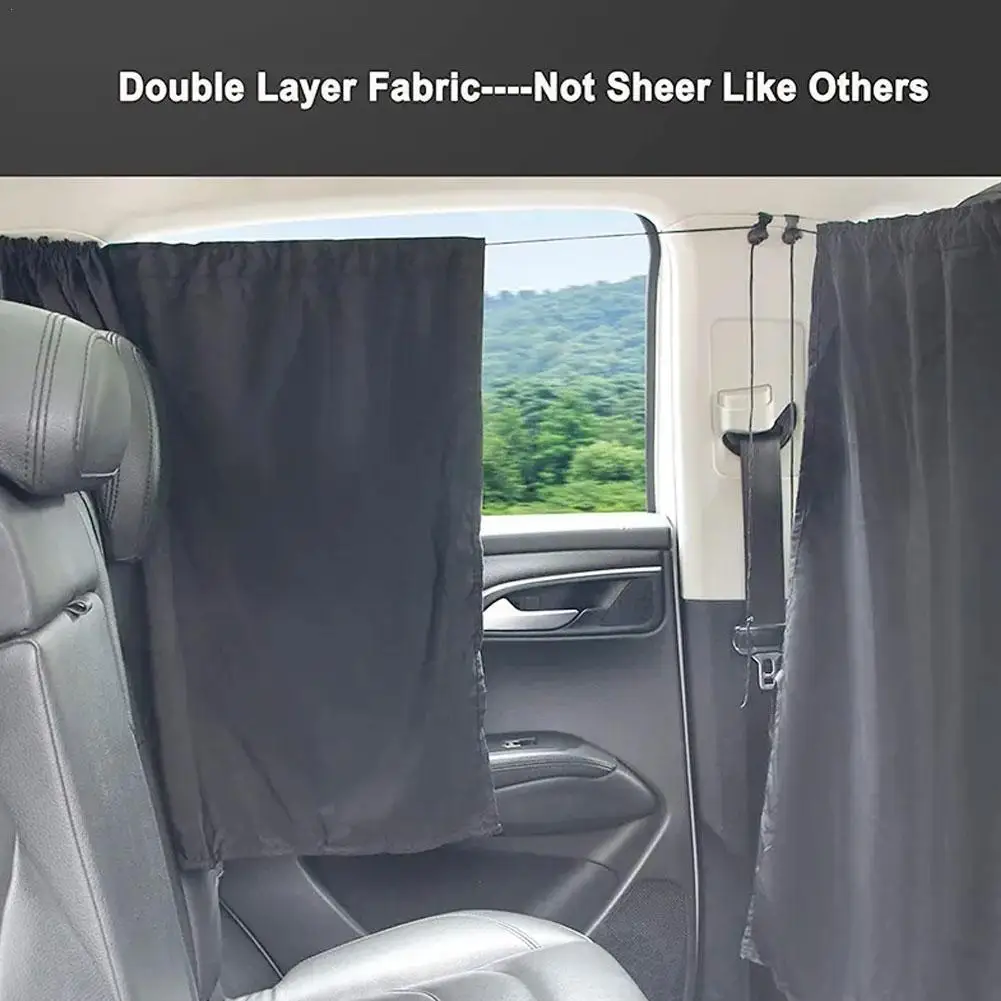 

2pcs/set Car Sun Shade Privacy Curtains Universal Divider Curtain Between Rear Seat Auto Blackout Sun Shades Side Window Covers
