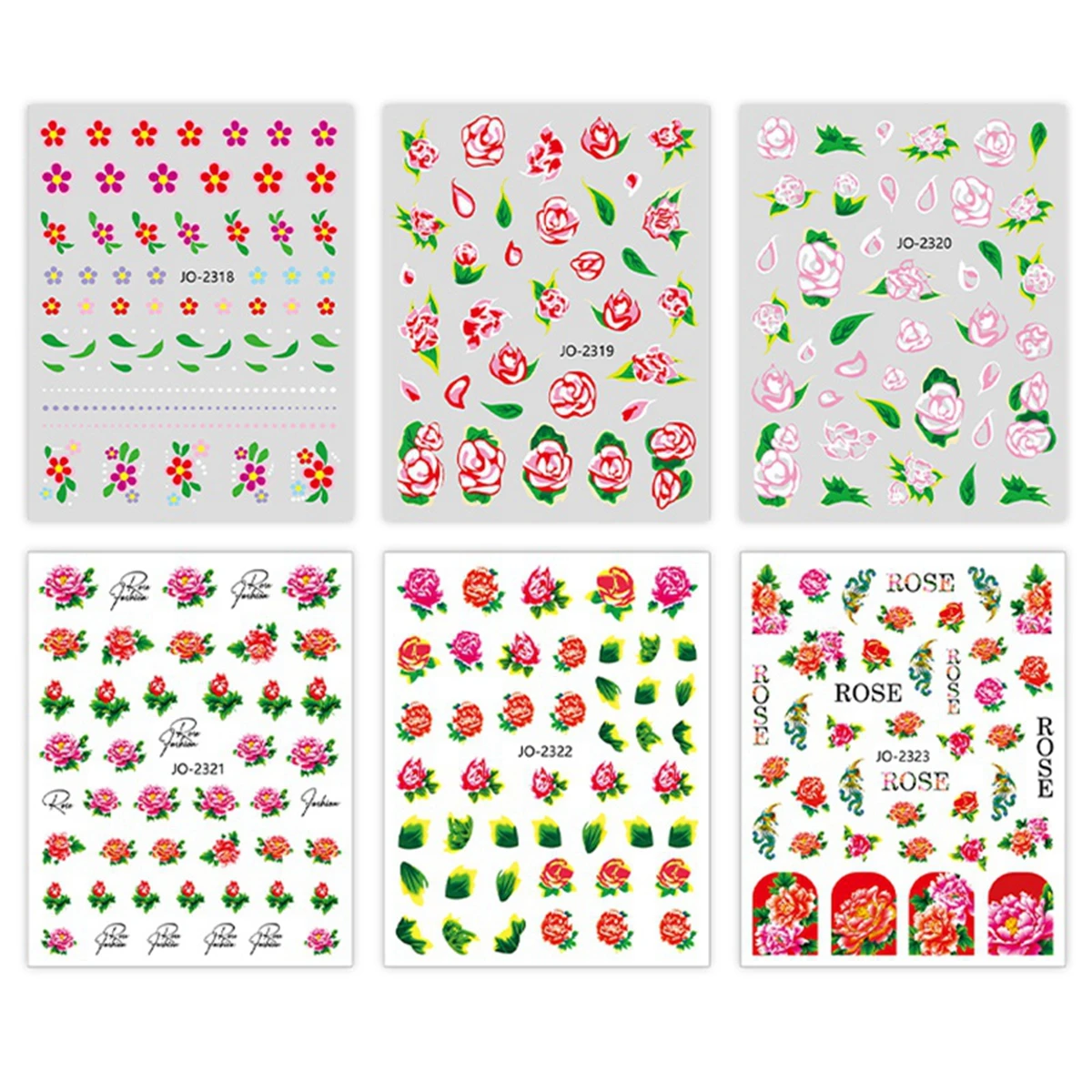 New Year Cute Nail Art Stickers Northeast Big Flower Fashion Celebration Floral Design Nail Decoration Decals