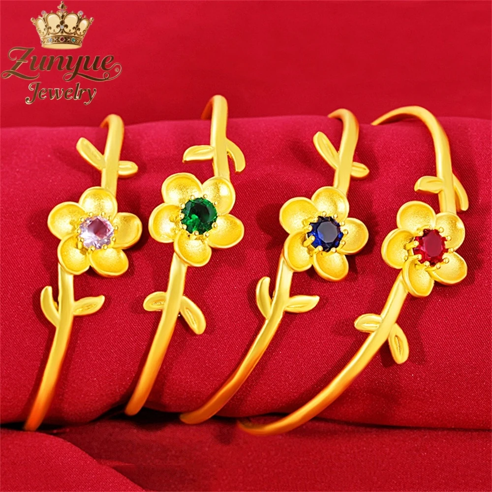 

Sand Gold Gemstone Small Flower Bracelet Luxury Quality Jewelry Handicraft Fashion Jewelry Exquisite Elegant Popular Charms Gift