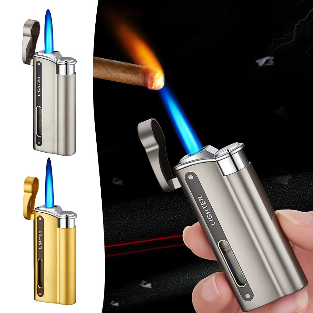 Newest Hot Sale Gas Lighter Visible Gas Butane Turbo Gun Cigar Portable Smoking Metal Cigarette Lighter Men Gadgets