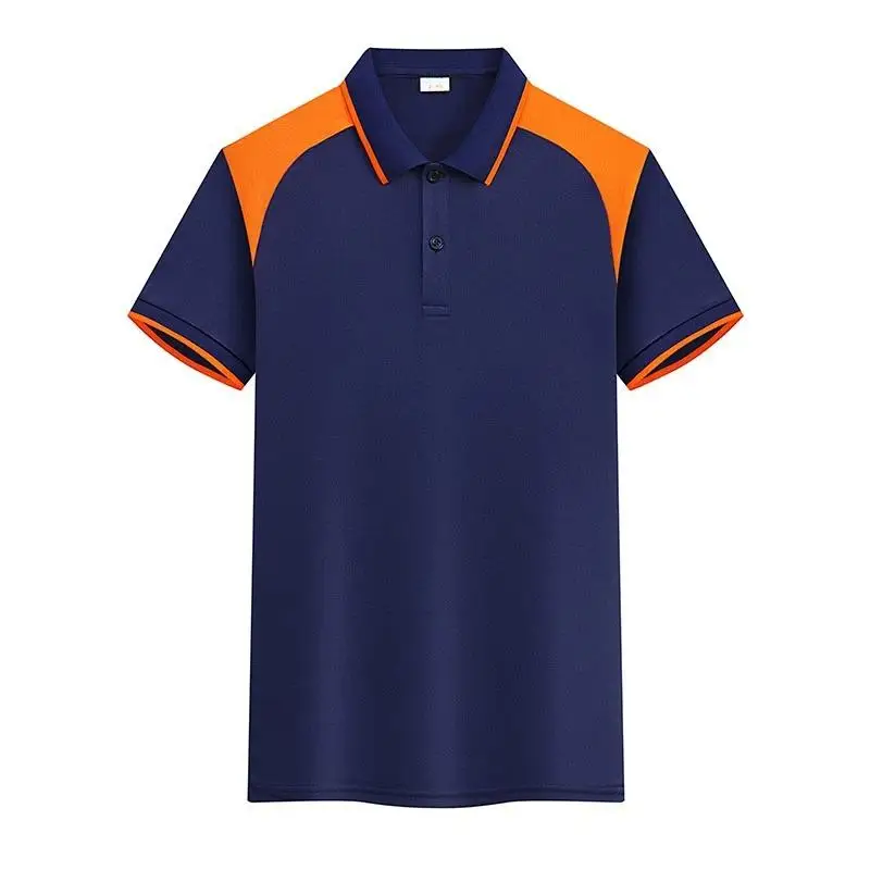 Summer Polo Shirt Short Sleeved Color Blocked Lapel T-shirt Hotel Restaurant Coffee Bakery Waiter Workwear Print Logo Embroidery