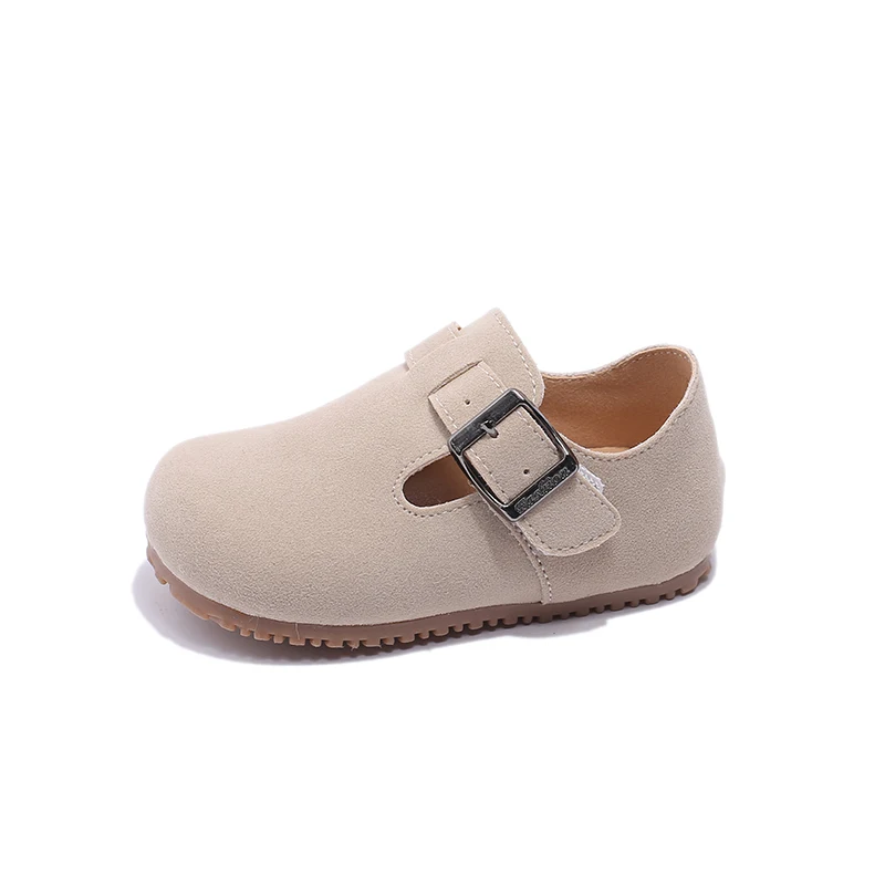 Kids Casual Shoes Brown Gray Buckle Soft Children Flat Shoes Unisex 21-30 Spring Leisure Flexiable Little Shoe