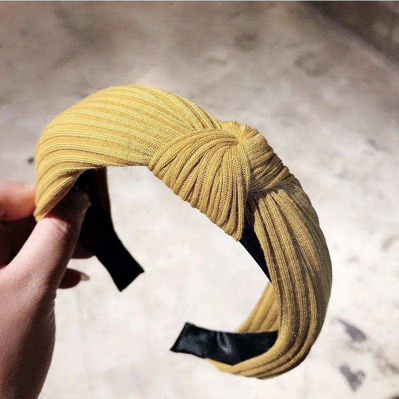 Women\'s Printed Fabric Headbands Knotted Hairband for Women Hair Accessories Girl Hair Bands Stripe Head Wrap Korean