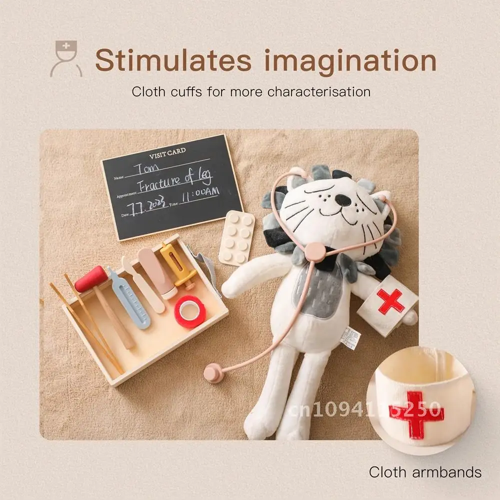 Children Doctor Toy Set Wooden Simulation Medical Box Toys Montessori Children Games Toy Educational Baby House Gifts