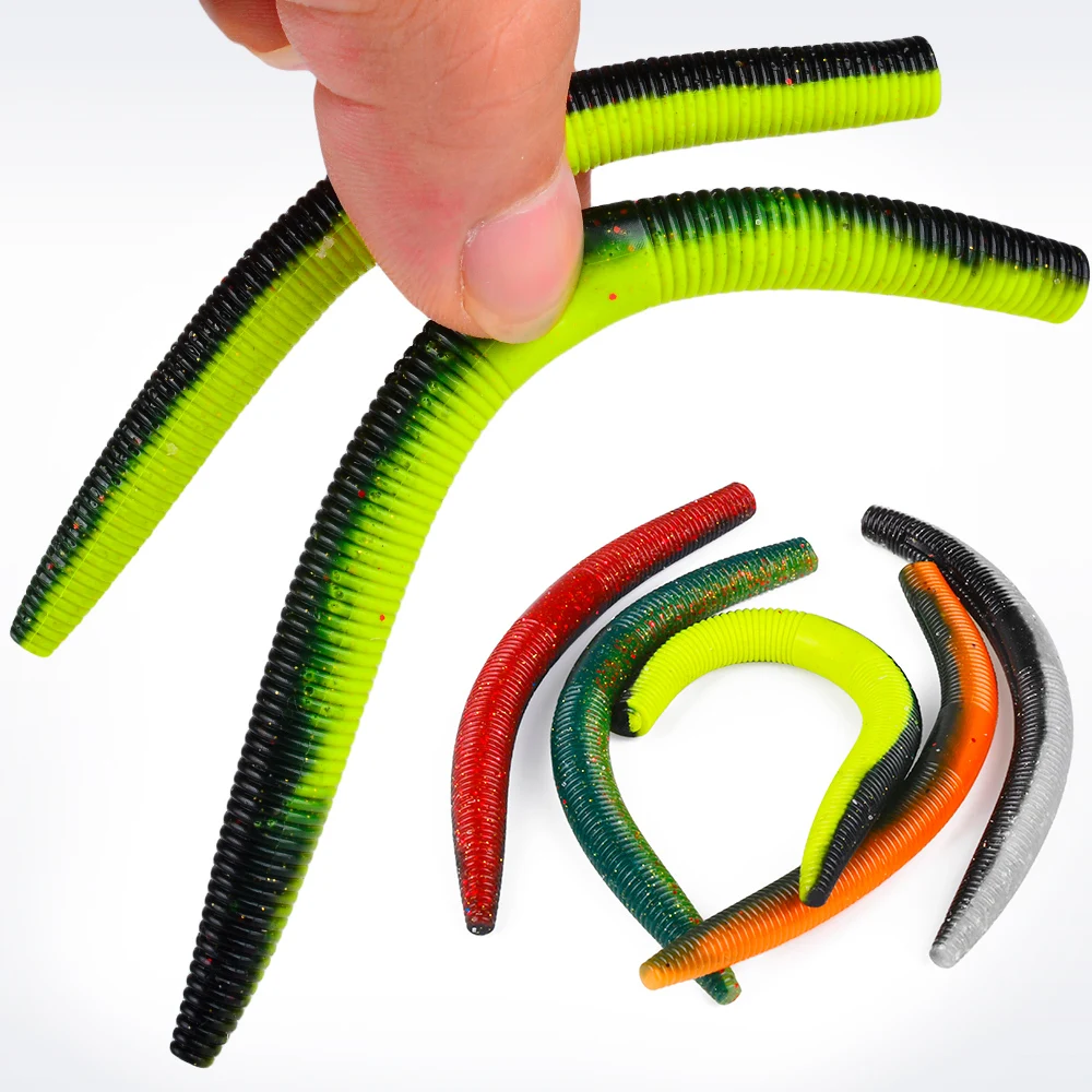 Proberos 10 Stück Wurm-Silikon-Bass-Angelköder, weicher Kunststoff-Gummi-Stickbait, Wacky für Rig-Bass-Köder, Salzwasser, Süßwasser ﻿ – Detail 9
