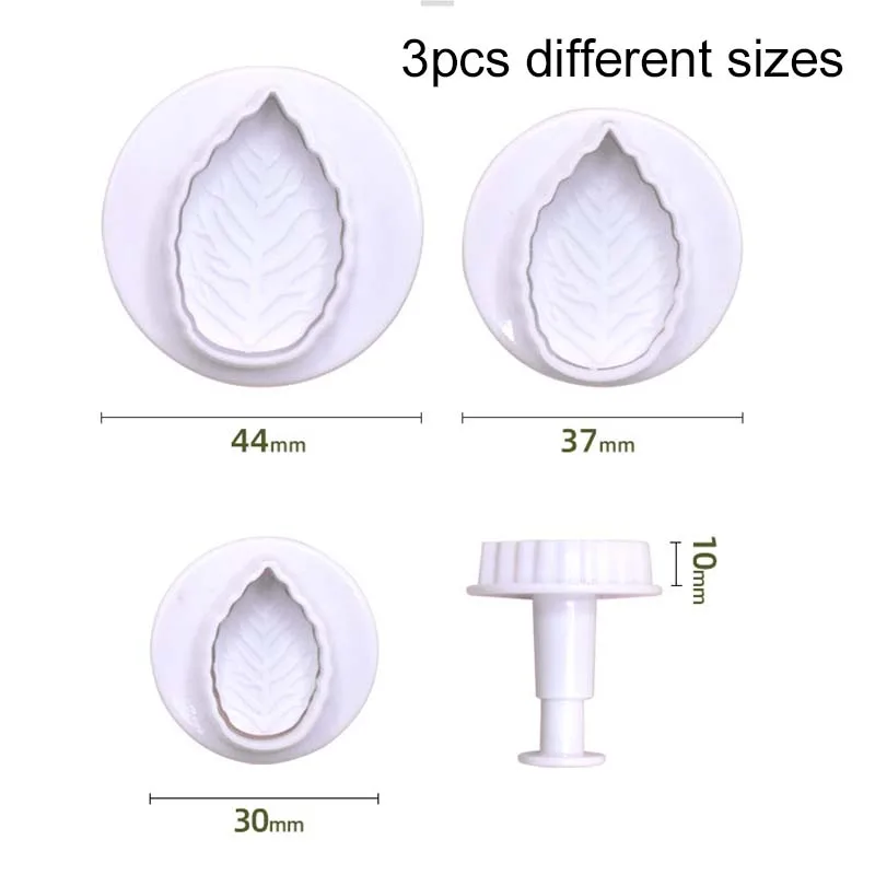 3pcs Spring Biscuit Mold Rose Leaf Shape Plastics Cake Decoration Chocolate Cookie Cutter Household Kitchen Baking Tools TMZ