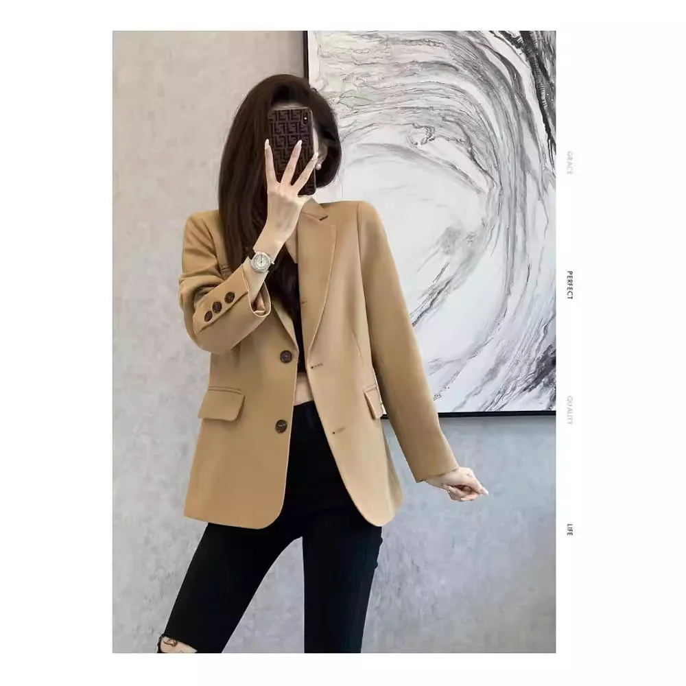 Coat Women Blazer Coats Single Breasted Full Sleeve Evening Work Casual Straight Blazers Solid Formal Jacket 2026 Autumn Winter