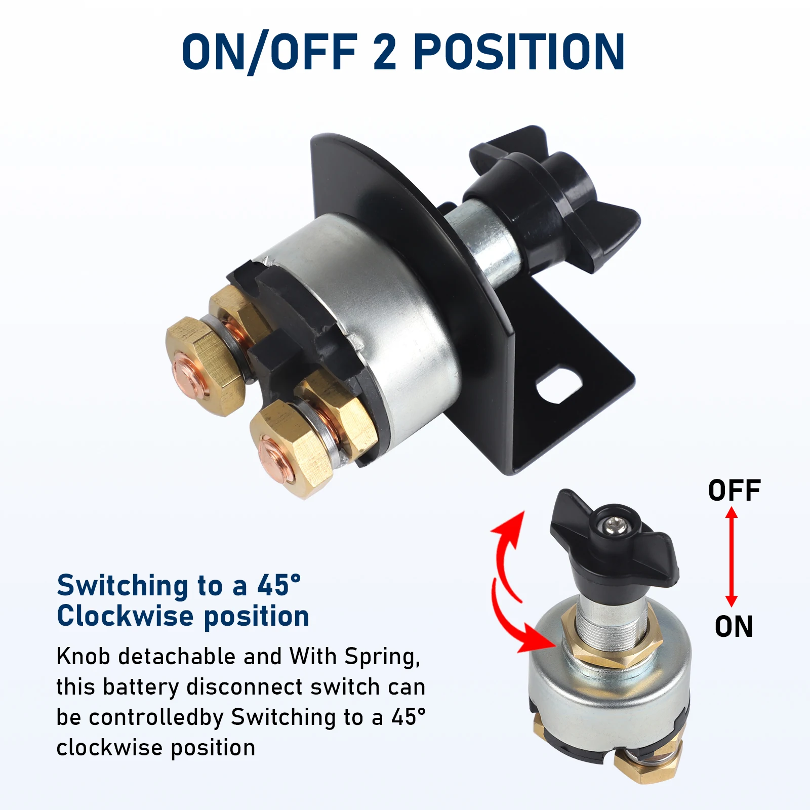 

Battery Disconnect Switch with Side Post Mounting Bracket 12-48V DC 200A For Car Marine Boat RV Camper Cut Off Switch