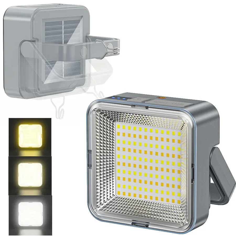 Outdoor Portable LED Camping Light Solar Charging 4000mah Large Capacity Power Bank Intelligent Display Portable Hanging Light