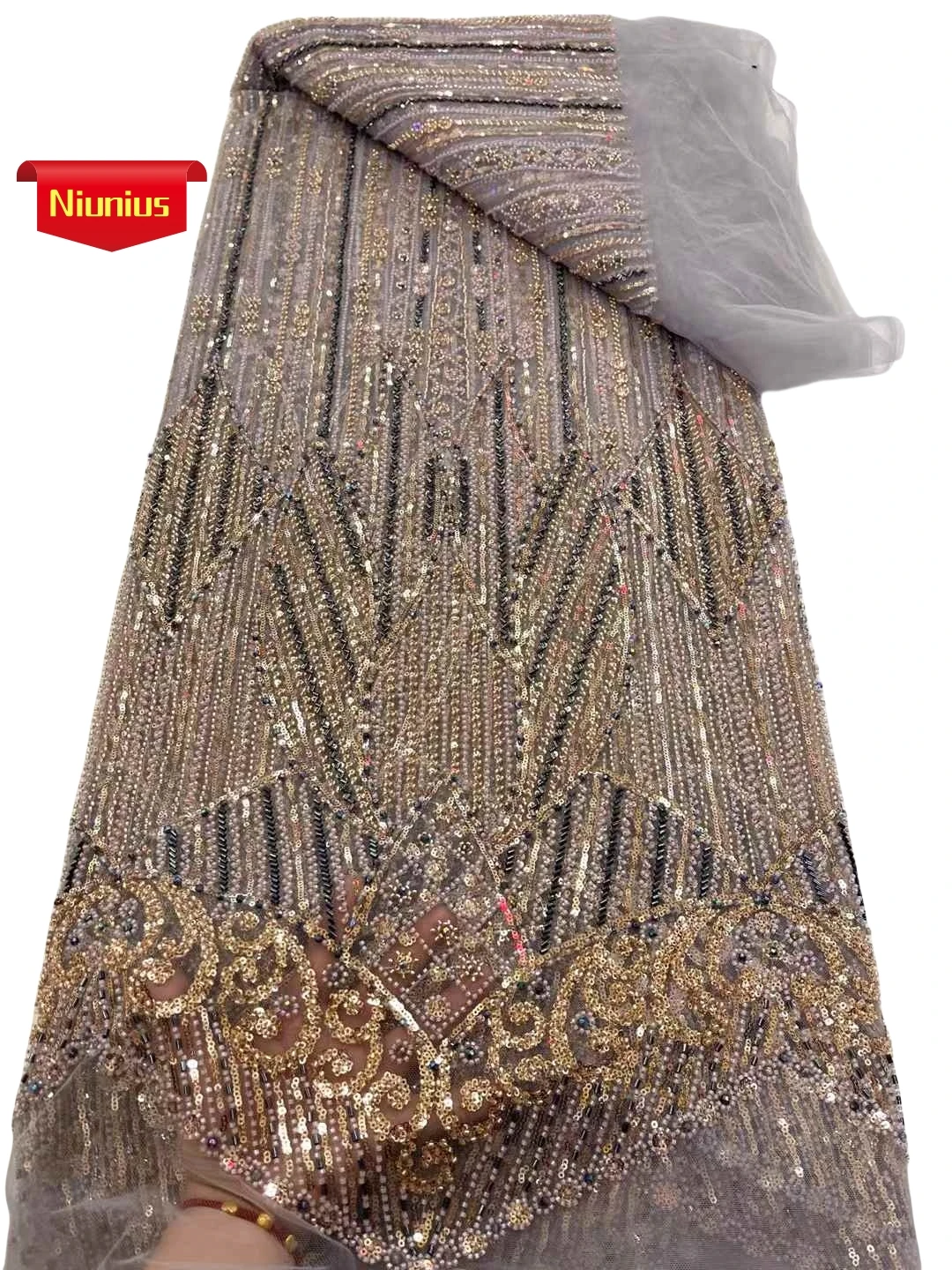 

2025Latest Best Quality Luxurious Elegant Soft Mesh lace With Stones Beads Fabric For Wedding Evening Dresses NN8625_R