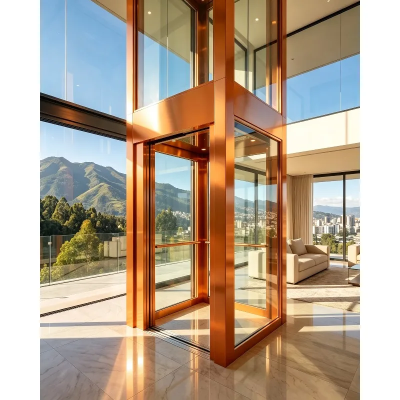 CE Indoor Outside Mini Ascensor Residencial Elevator Lift 2 Floor Small Villa Lift Low Cost Personal Elevator for Home House