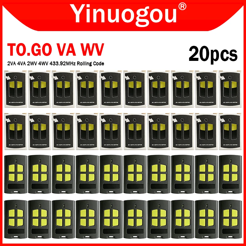 TO.GO 2VA 4VA 2WV 4WV Remote Control 433.92MHz Rolling Code TO.GO-VA TO.GO-WV Garage Door Gate Remote Control Hand Transmitter