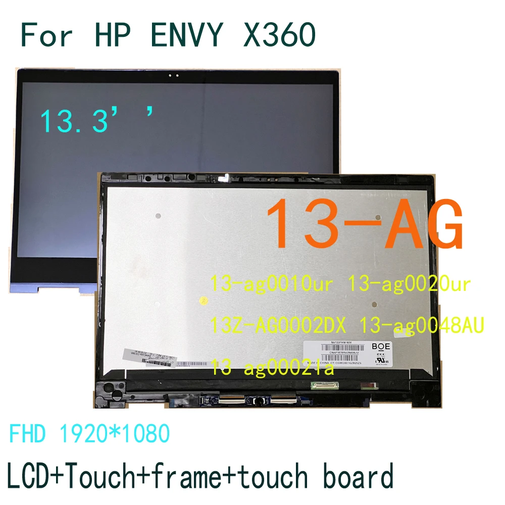 

13.3" LCD For HP ENVY X360 13-AG 13-ag0010ur 13-ag0020ur 13-AG Series LED Display Touch Screen Digitizer Assembly Frame 13Z-AG00