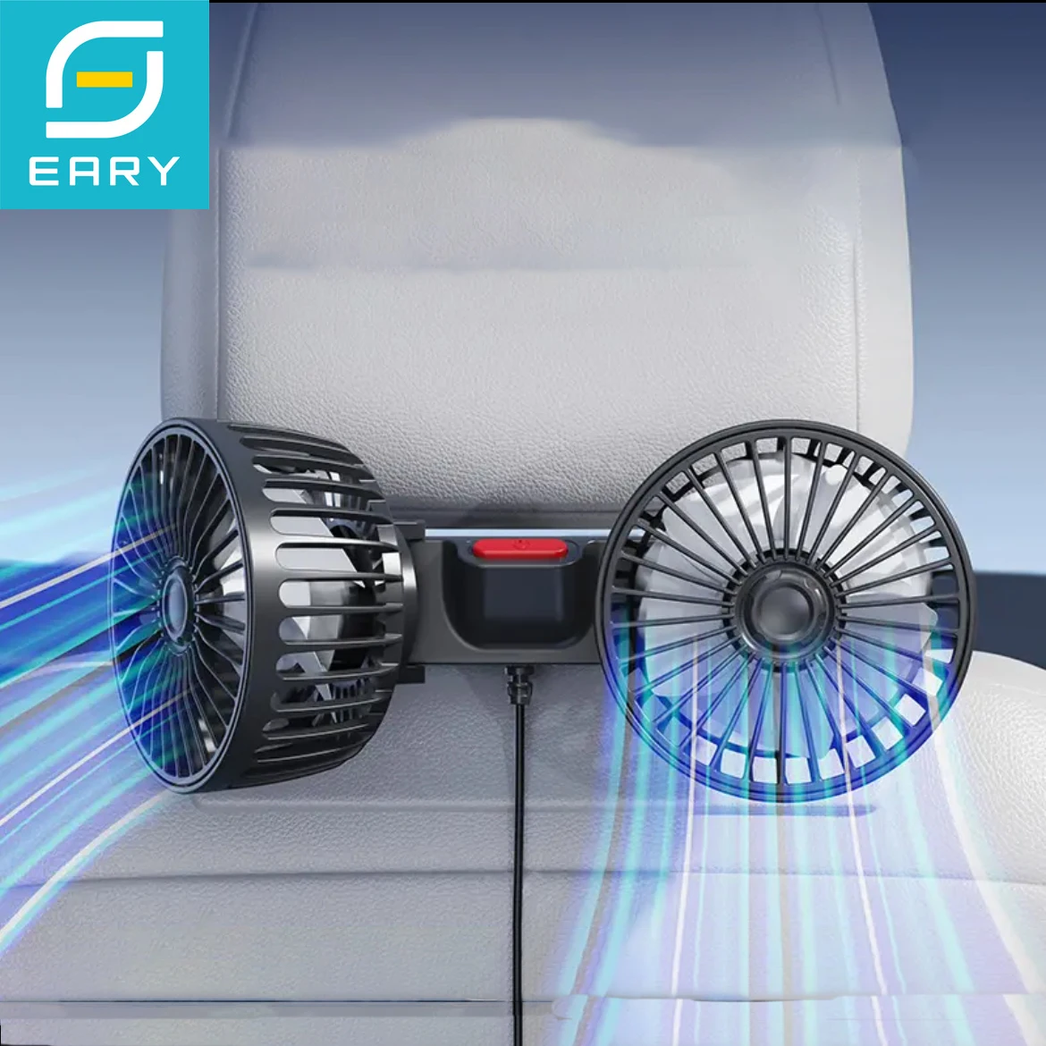 

Eary Car Back Seat Fan Dual Head Rear Headrest Fan With 1.8M USB Wire 3 Speed Fan for Car Van Pickup Truck SUV Sedan Accessories