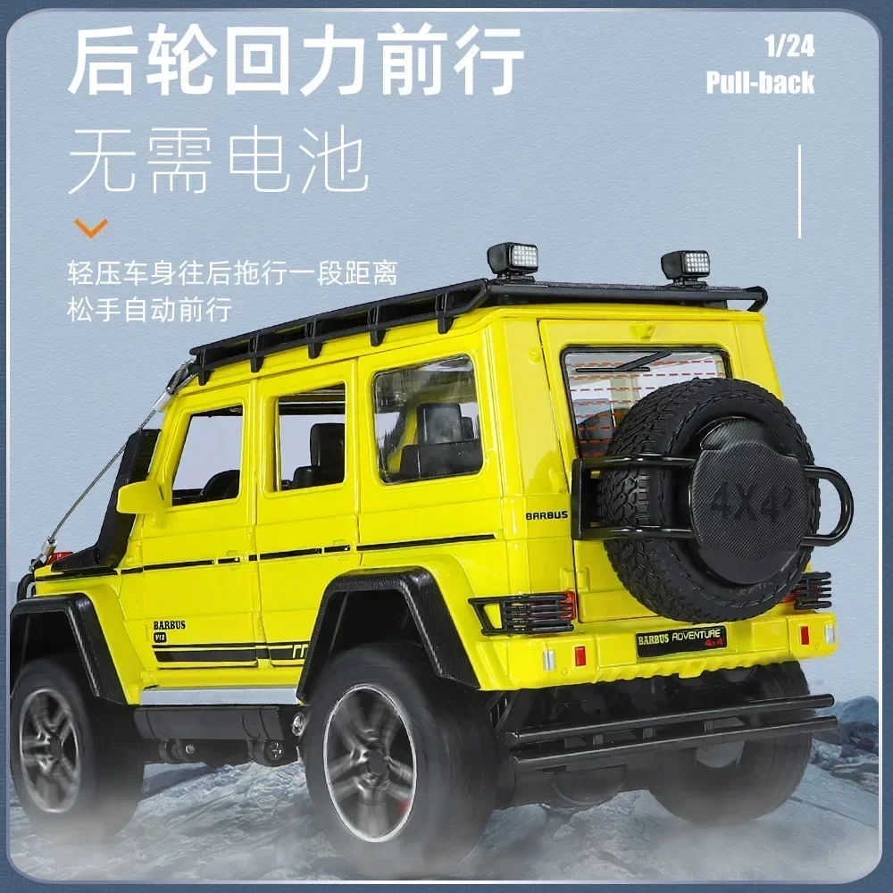 1:24 Mercedes-Benz BRABUS G550 Adventure 4X4 Diecast Metal Alloy Model car Sound Light Pull Back Collection Kids Toy Gifts A610