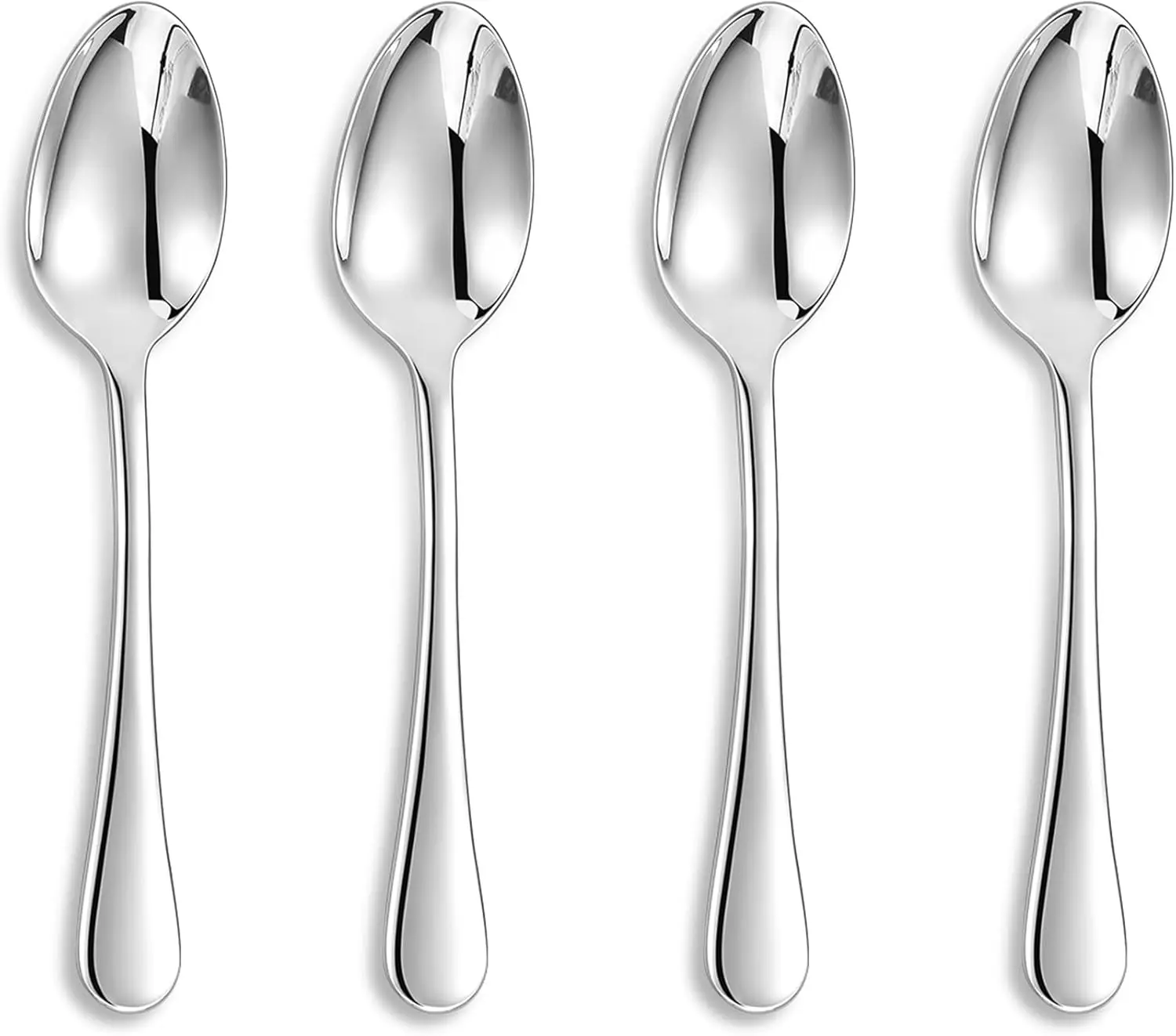 Juego de 4 Cucharas de Té de 6.5 Pulgadas – Acero Inoxidable 18/10, Acabado Espejo Resistente, Cubiertos Elegantes para Comidas Diarias y Recepciones