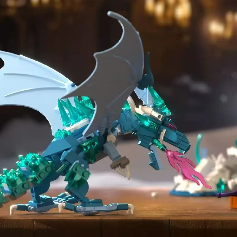Idea filme jogo bloco de construção dragão gelo osso geada monarca castelo construção tijolo modelo conjuntos brinquedos coleção para presente