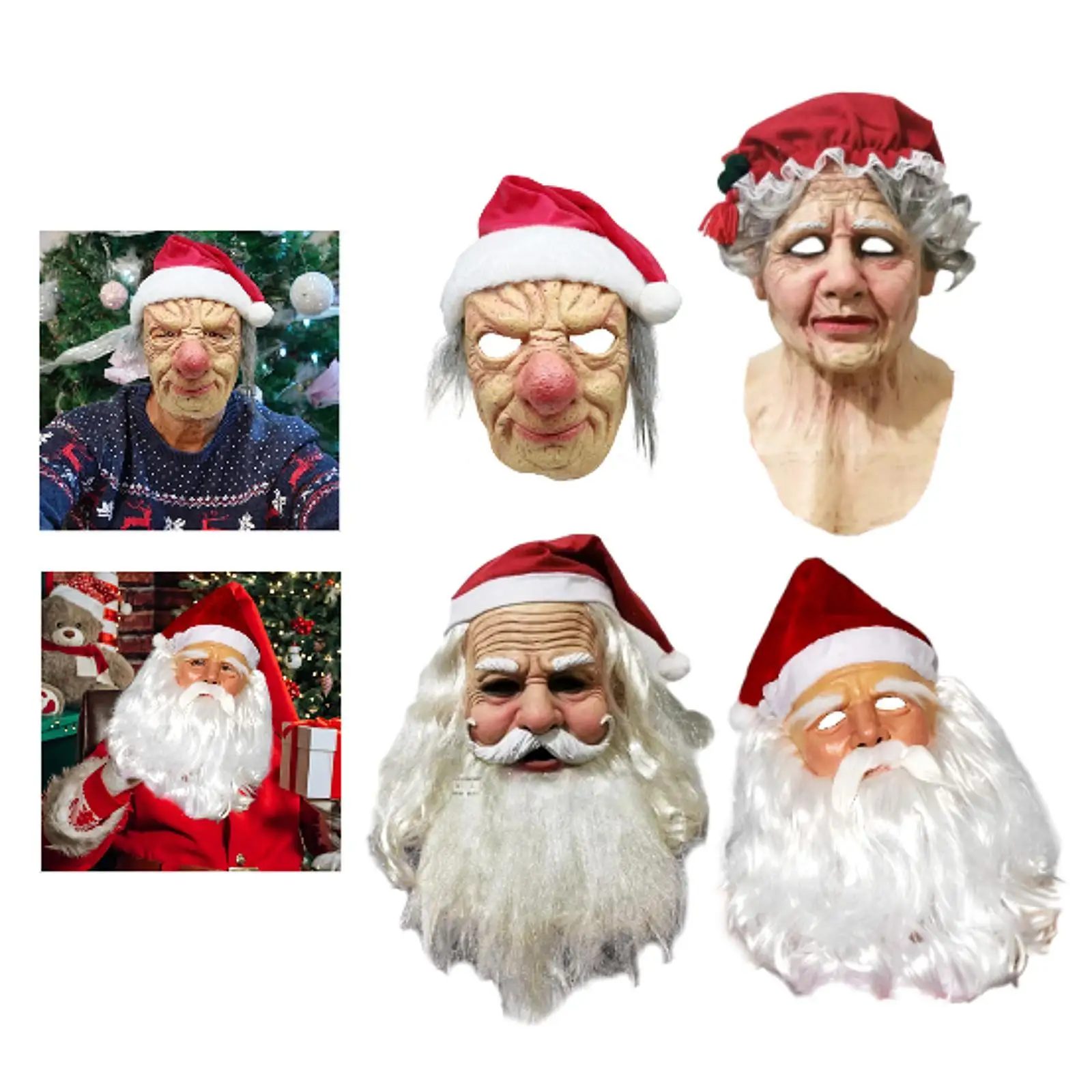 Christmas Latex Mask Realistic Headgear for Festival Christmas Carnivals