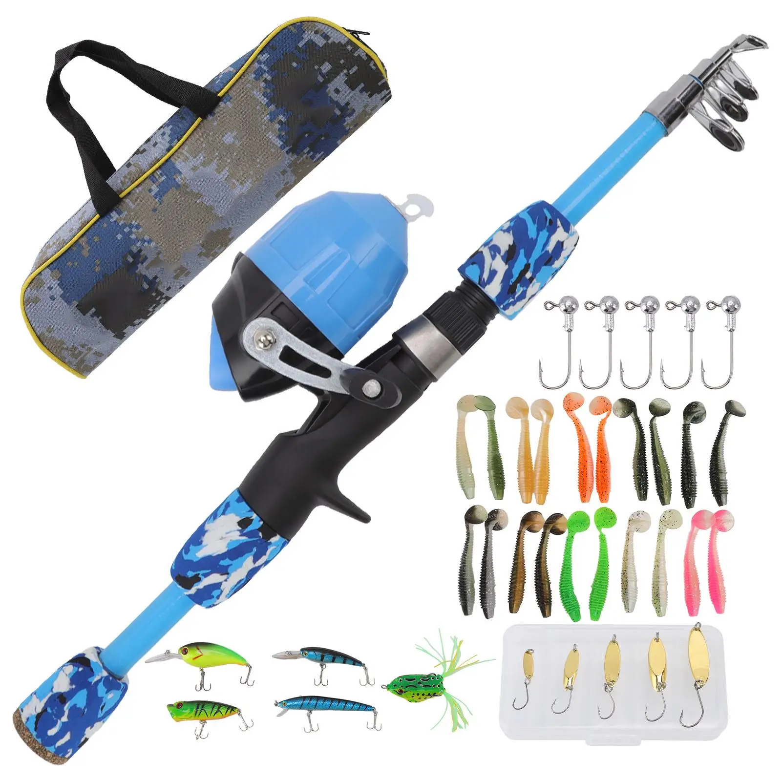 Kids Fishing Rod Reel Combo   Multipurpose Set for 3 15 Year Olds