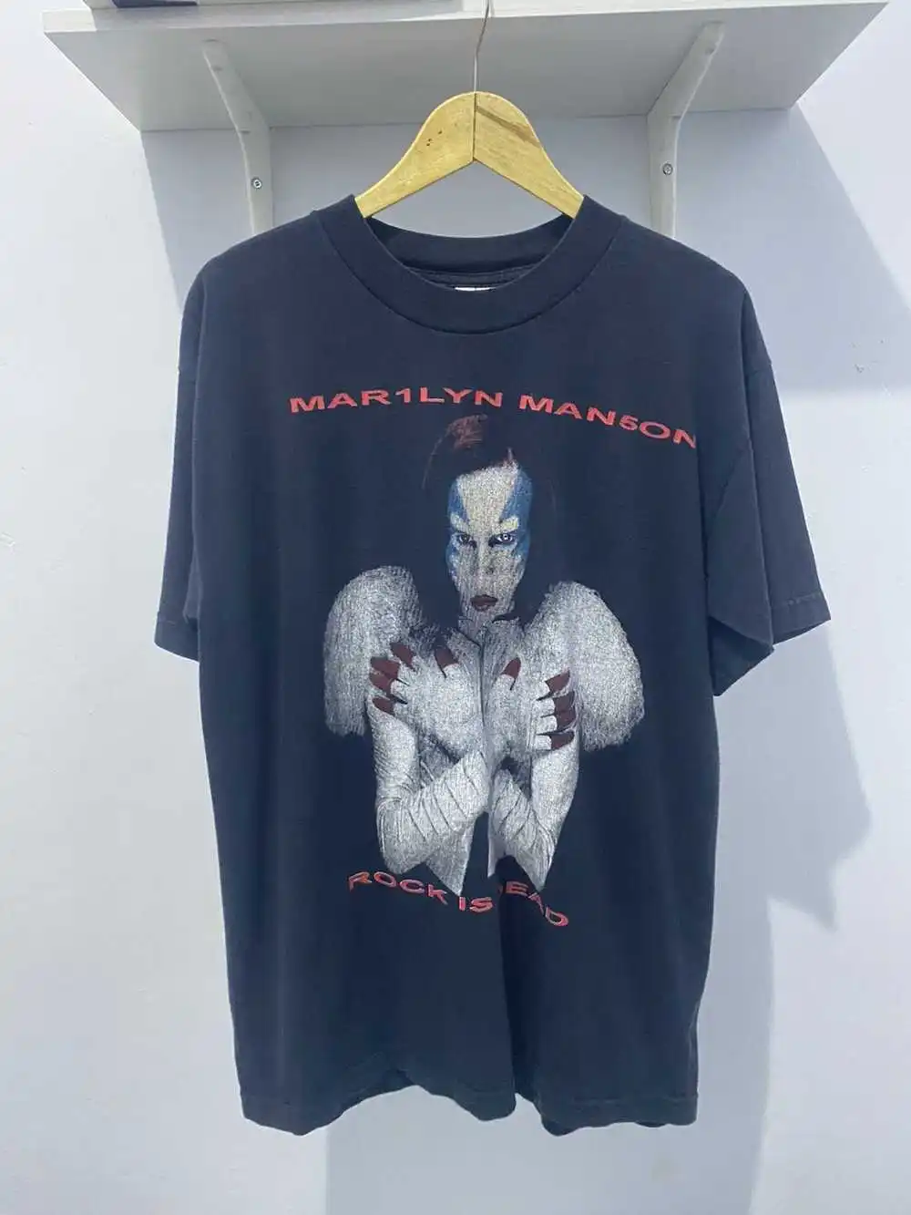 Marilyn Manson Rock Is Dead Band Black Unisex Heavy Cotton Tshirt Reprint